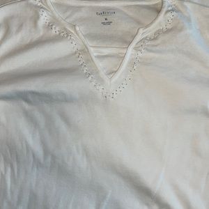 Van Heusen Embellished Cut-Out V-Neck Top XL